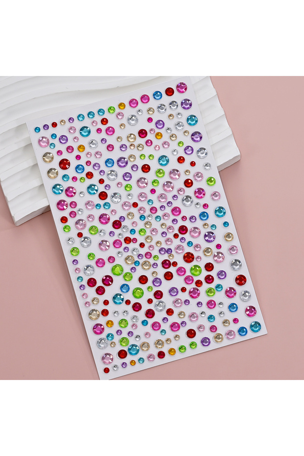 NK-LT-100 1pc 3D Colorful Star/Flower Face Diamond Sticker Bling Rhinestone Self-Adhesive Fake Tatto