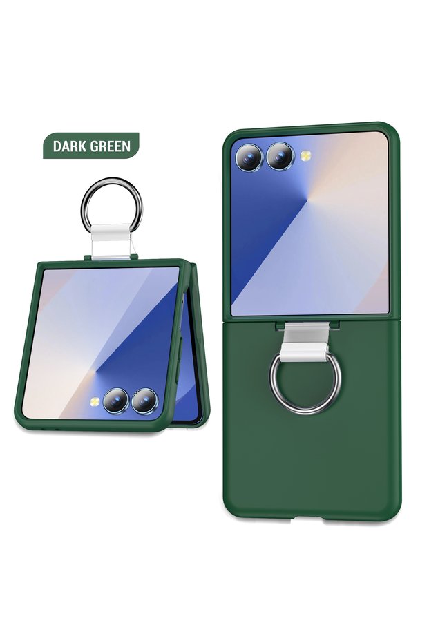 Galaxy Z Flip7 Dark Green Shockproof Armor With Ring Holder Phone Case For Galaxy Z Flip 7 6 5 4 3 F