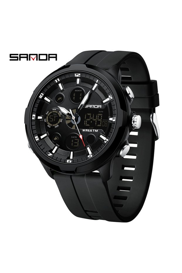 Black SANDA Top Brand Sports Military Men's Watches Luxury Digital Watch Relogios Masculino 50M Wate