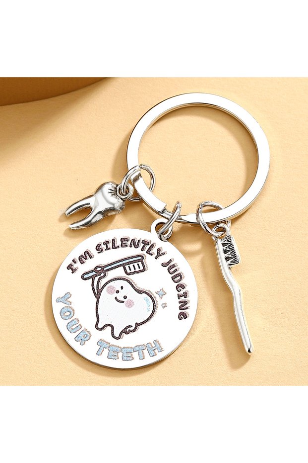 Silver Dentist Gifts for Women Men Dentist Keychain Dental Assistant Gifts for Women Dental Hygienis