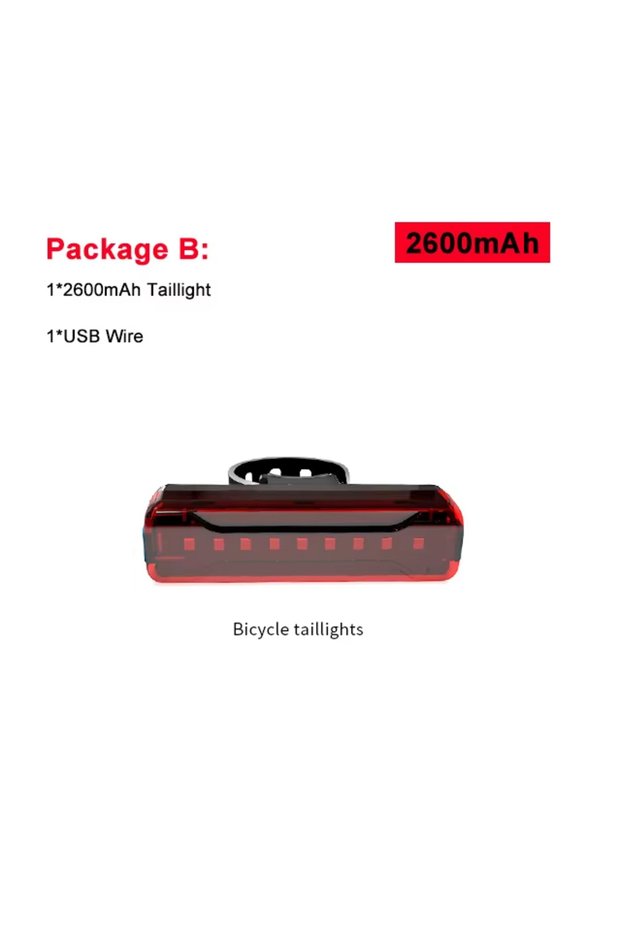 2600mAh Bicycle Rear Light Bike Tail Light USB Rechargeable LED Red Ultra Bright Taillights for Cycl