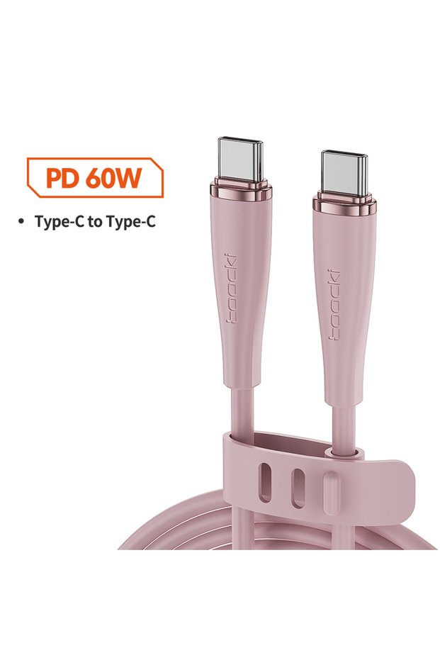 toocki 1.2m Pink Toki PD 60W Type C To Type C Cable For iPhone 15 16 Pro Max 3A Fast Charge USB C To