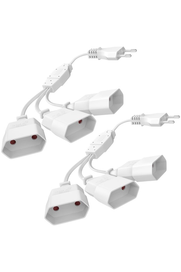 2PCS White 1/2pcs EU Plug Power Extension Cord, 2Prong Male Plug To Female Socket European Extension
