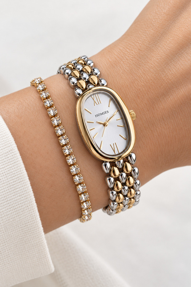 Original Women's Watch - 3 Atm Water Resistant - Gold and Silver Steel Strap - Japanese Movement - 2-Year Warranty - Stylish Gift Boxed Wristwatch Hmby2092C3