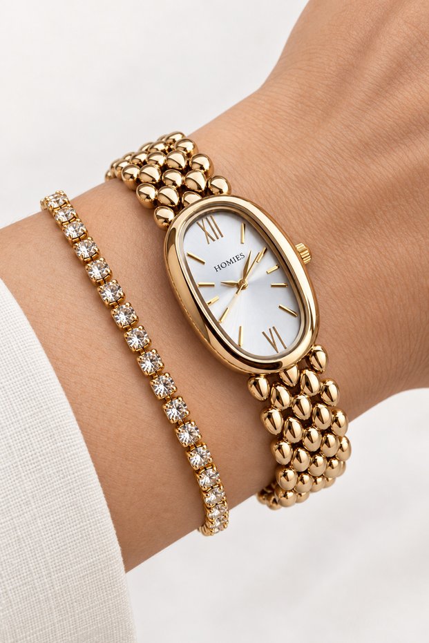 Original Women's Watch - 3 Atm Water Resistant - Gold-Colored Steel Strap - Japanese Movement - 2-Year Warranty - Stylish Gift Boxed Wristwatch Hmby2092C4