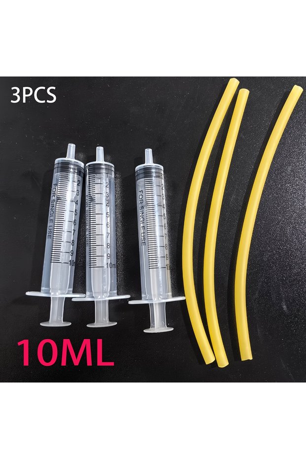 10ml1set 3 ml/5 ml/10 ml/20 ml syringes, with 15 cm yellow rubber tubes attached, suitable for liqui