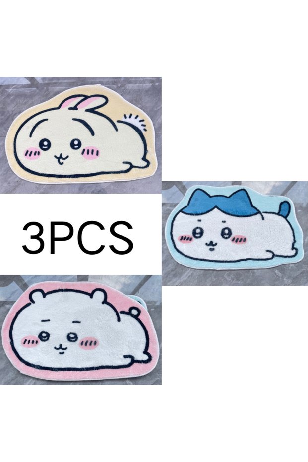 40x60cm 3PCS Anime Chiikawa Plush Rug Hachiware & Usagi Pattern Mat Soft Warm Carpet for Home Bathro