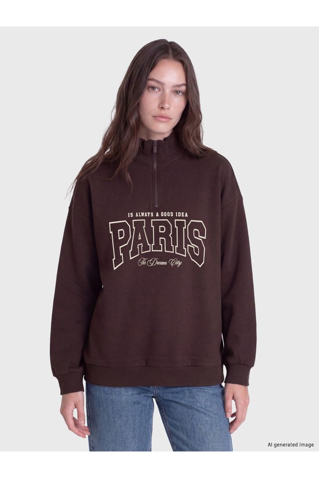 Printed Women's Thick Sweatshirt Tunic for Style Enthusiasts from Uzg Store