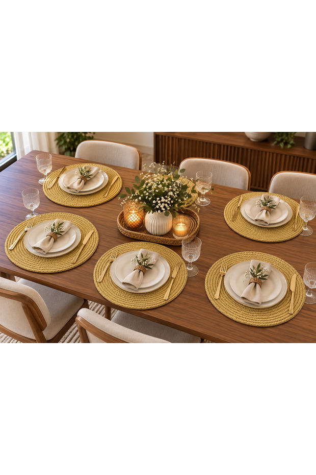 American Service Runner 6-Piece Presentation Set, M&Ro, Knitted Placemat, Fireproof.