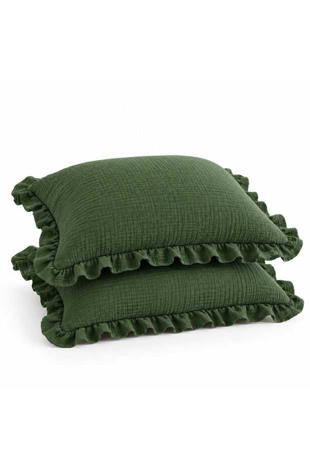100% Cotton Muslin Ruffled Pillowcase - 50 X 70