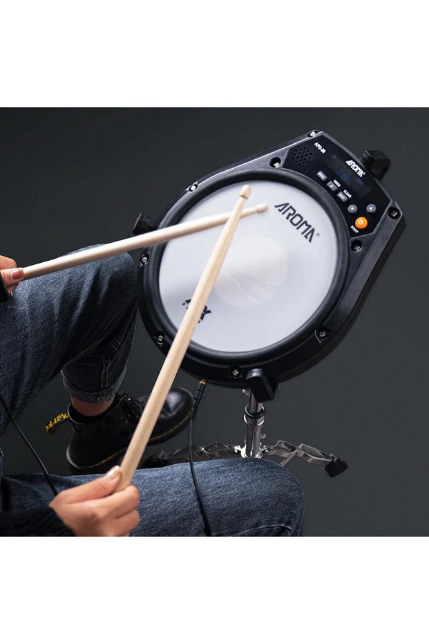 AROMA Rechargeable Multifunction Electronic Dumb Drum Pad Adjustable Drum Mesh Surface Vocal Metr...