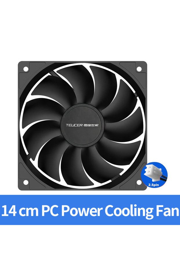 NO RGB black PSU-14CM Fan Teucer 12cm/14cm PSU 12V Cooler Fan 2.54-2Pin Interface Silent PC Chassis