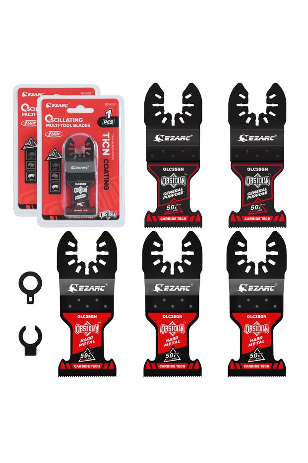 Multipurpose Cutting 5pcs TiCN Carbide Oscillating Saw Blades - Obsidian Blade for Hard Metal & Mult