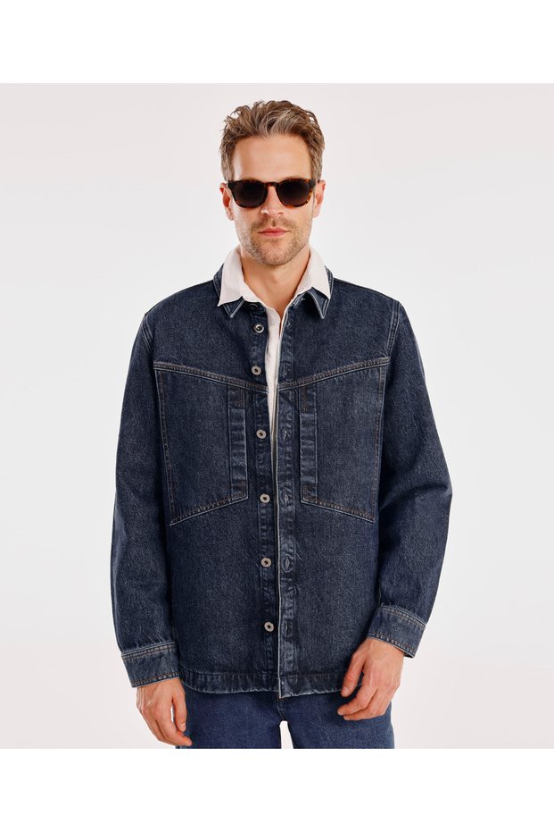 Denim Jacket with Stitching Detail