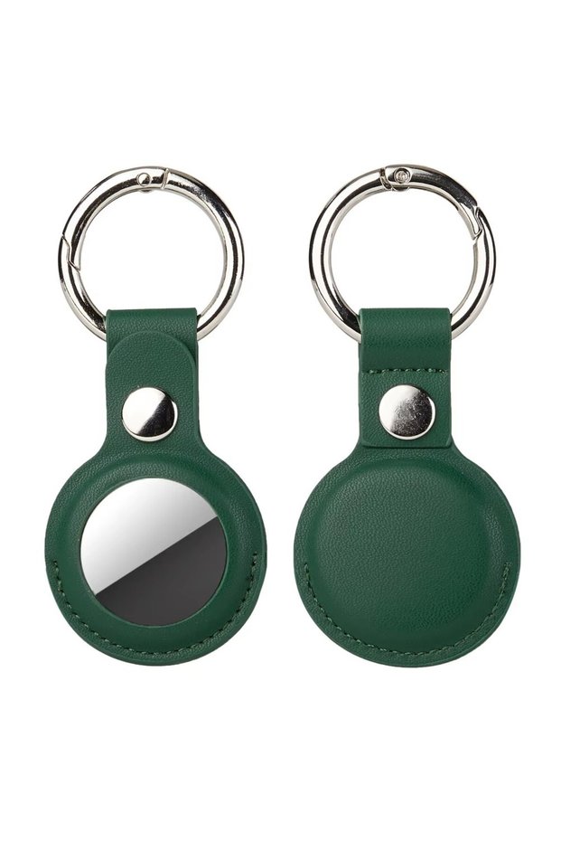 2pcs Green 1/2Pcs Leather Keychain For Apple AirTag Protective Case Cover Waterproof Luggage Anti-Lo