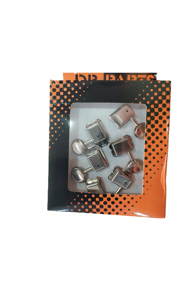 EMH3103CRR6 Electric Guitar Tuning Peg Set - Set of 6, Chrome (Accessory/Replacement Part) | Standard Closed System, Precision Tuning Mechanism, and Durable Metal Body