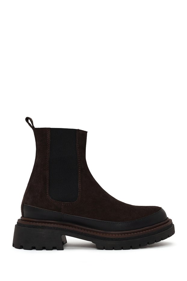 Women's Anthracite Thick Soled Suede Leather Chelsea Boots Wf170033Ds