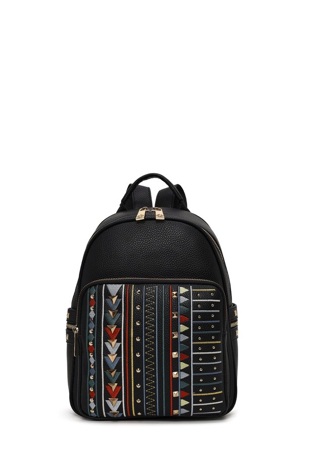 Women's Black Printed Backpack Ab200007Sb