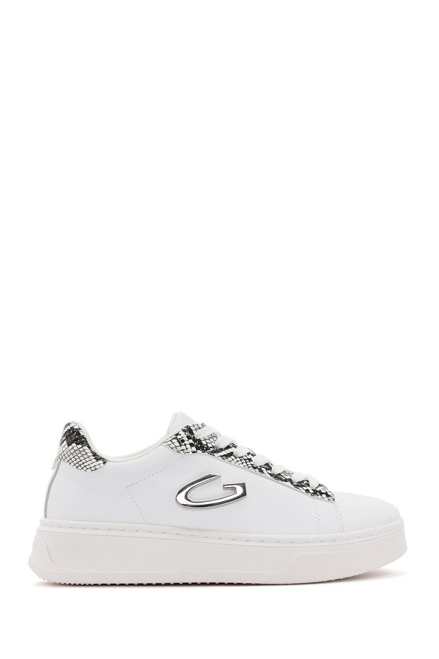 Women's White New Era Lace-Up Sneakers, Genuine Leather Sneakers G03G100017
