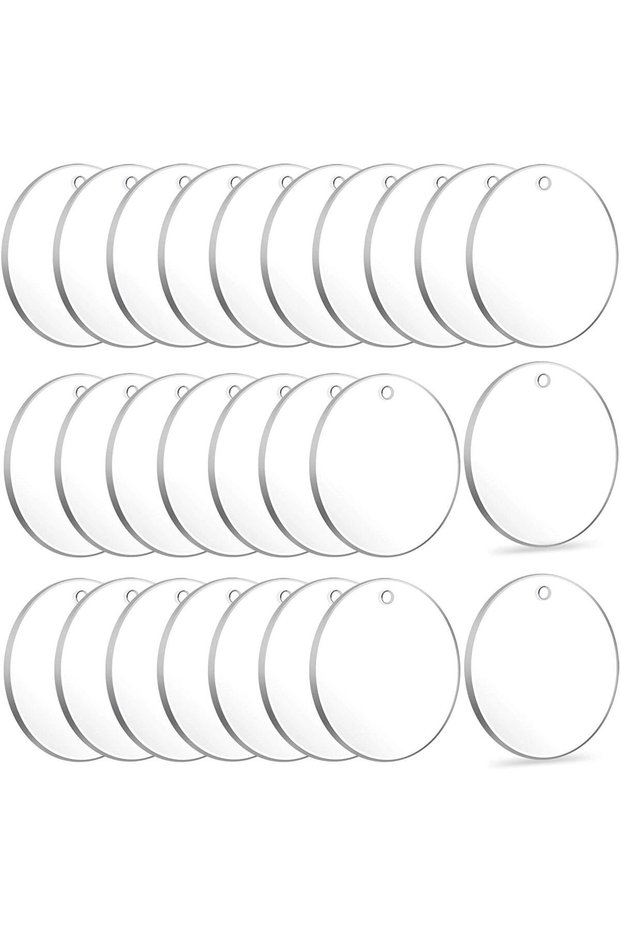 50PCS Ellipse Clear Keychains Transparent Circle Discs Acrylic Blanks Keychain Bulk for Keychain Pen