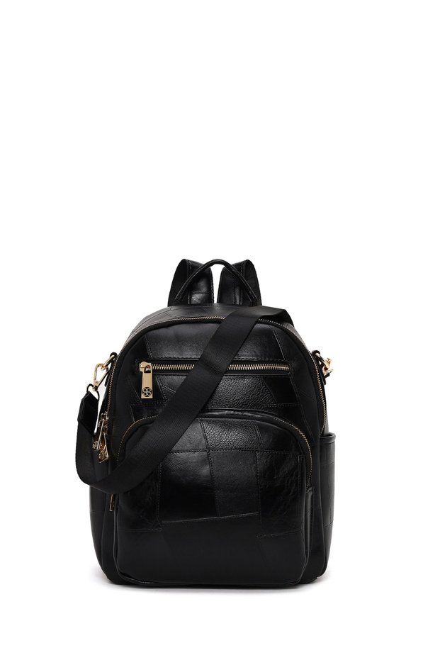 Women's Black Long Strap Backpack Ab200006Sb