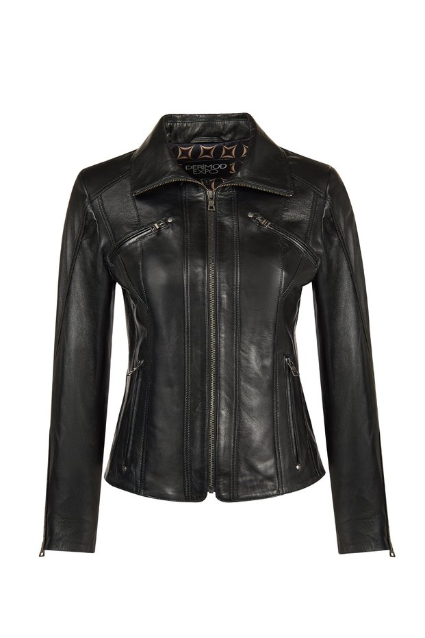 Janet Women's Black Short Leather Jacket 25Wge56021M