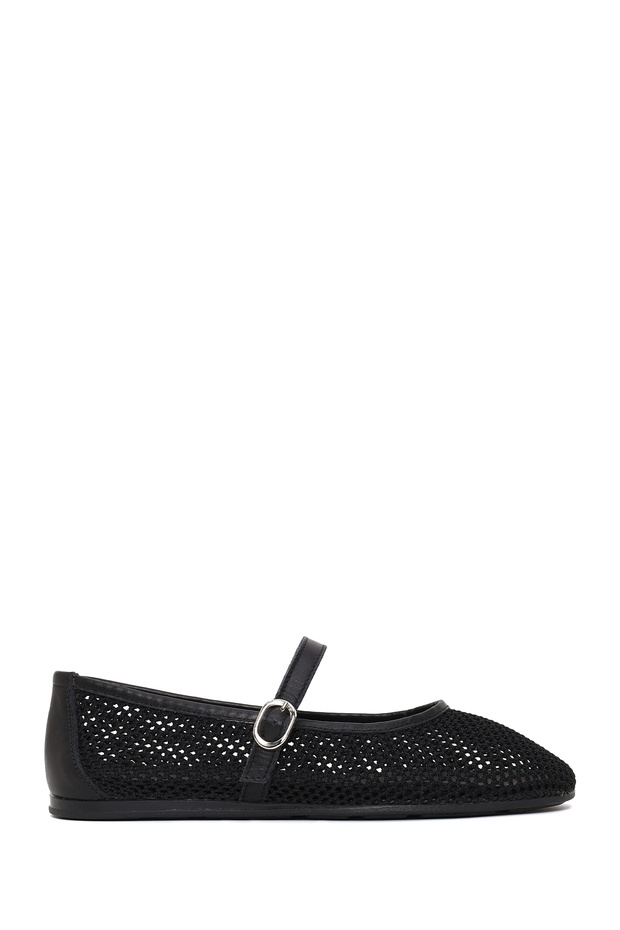 Women's Black Buckle Mesh Ballerinas 26Pfd37036F