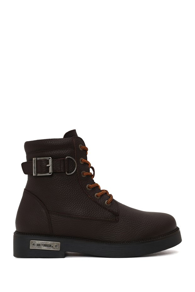 Men's Brown Sirico Zip-Up Leather Combat Boots 026M100069