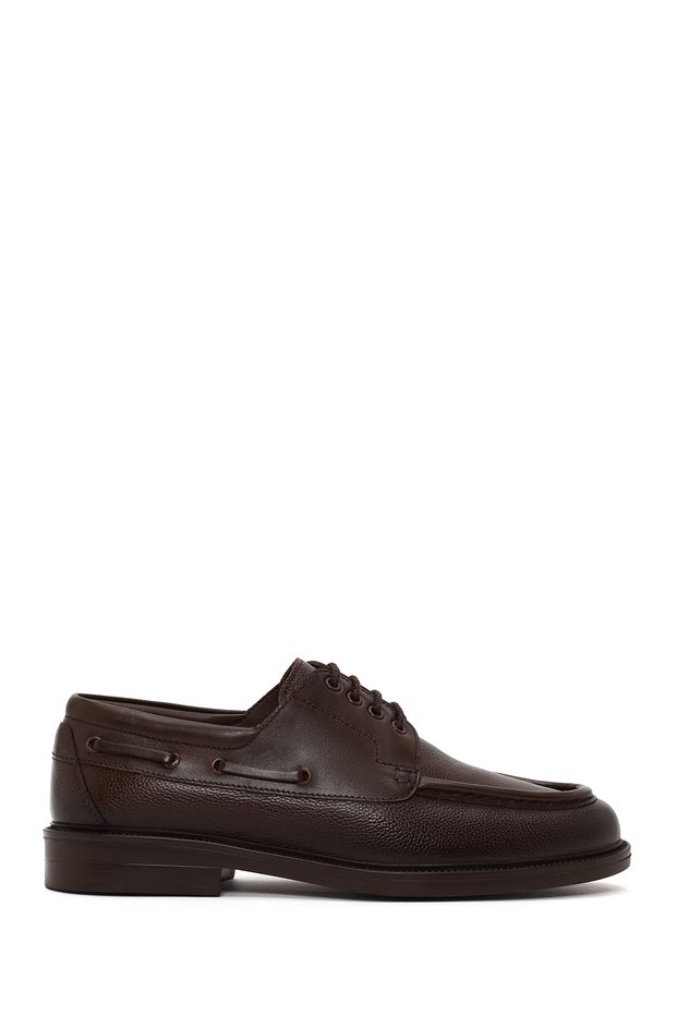 Men's Brown Lace-Up Thick Soled Leather Casual Shoes Wm750043Df