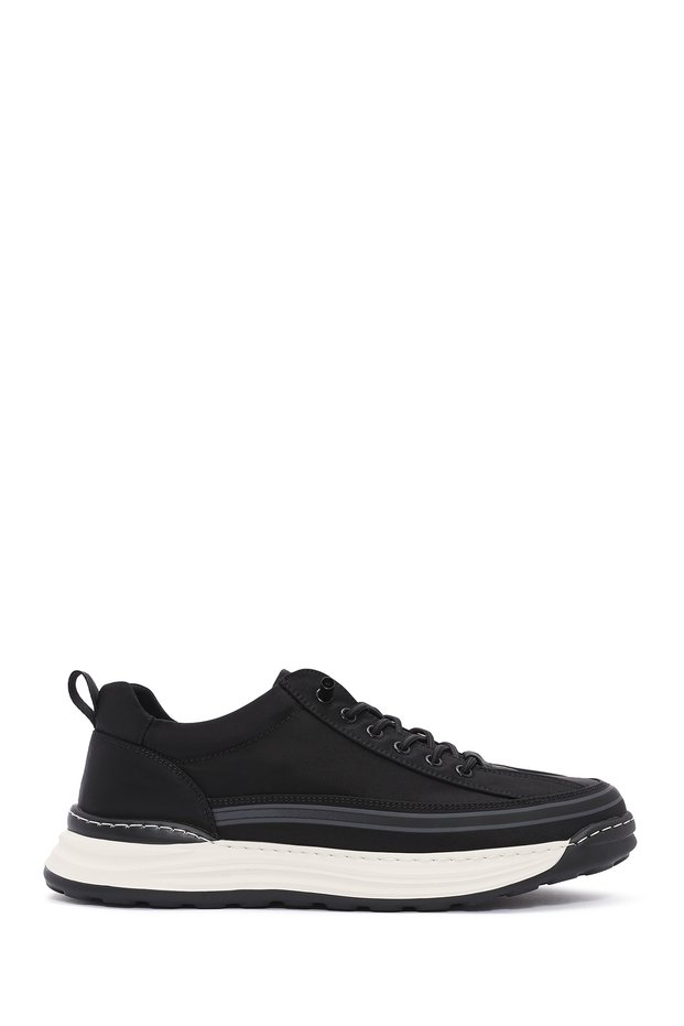 Men's Black Lace-Up Fabric Sneaker 26SFD69386F