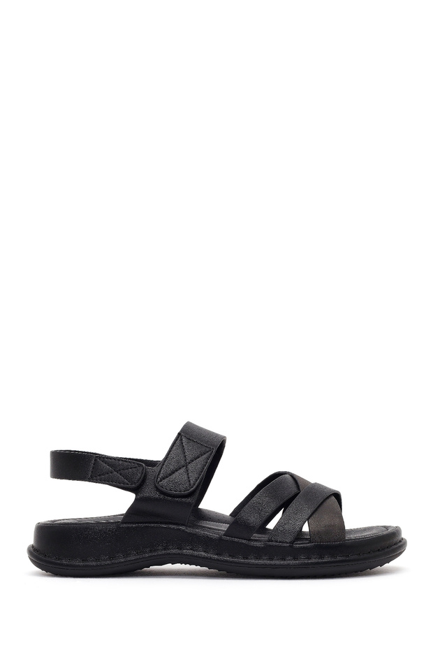 Women's Black Strappy Thick Sole Comfort Sandals 26Sfe463718