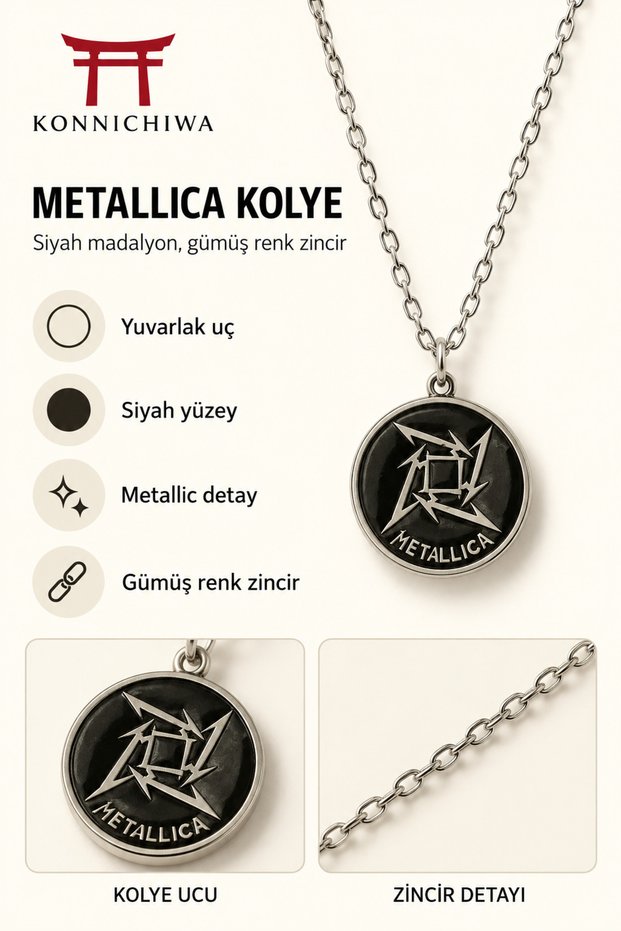 Metallica Necklace – Heavy Metal Rock Necklace with Guitar Pick and Logo Guitar Figure