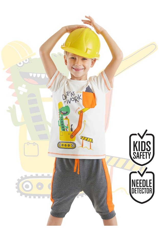 Dino At Work Boy's T-shirt Capri Shorts Set