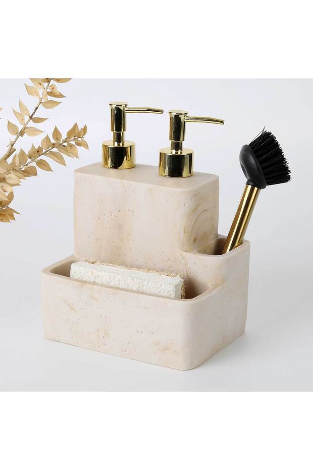 Travertine Two-Fluid Sponge Holder Ecru