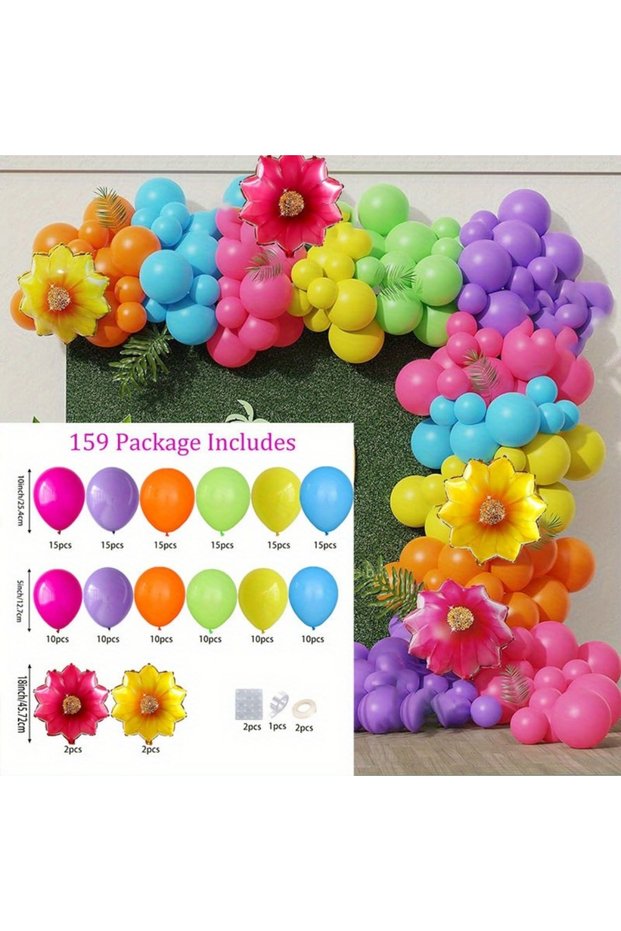 Other MULTI 159PCS Hawaiian Balloon Garland Set Rainbow Balloon Aluminum Film Balloon Summer Party o