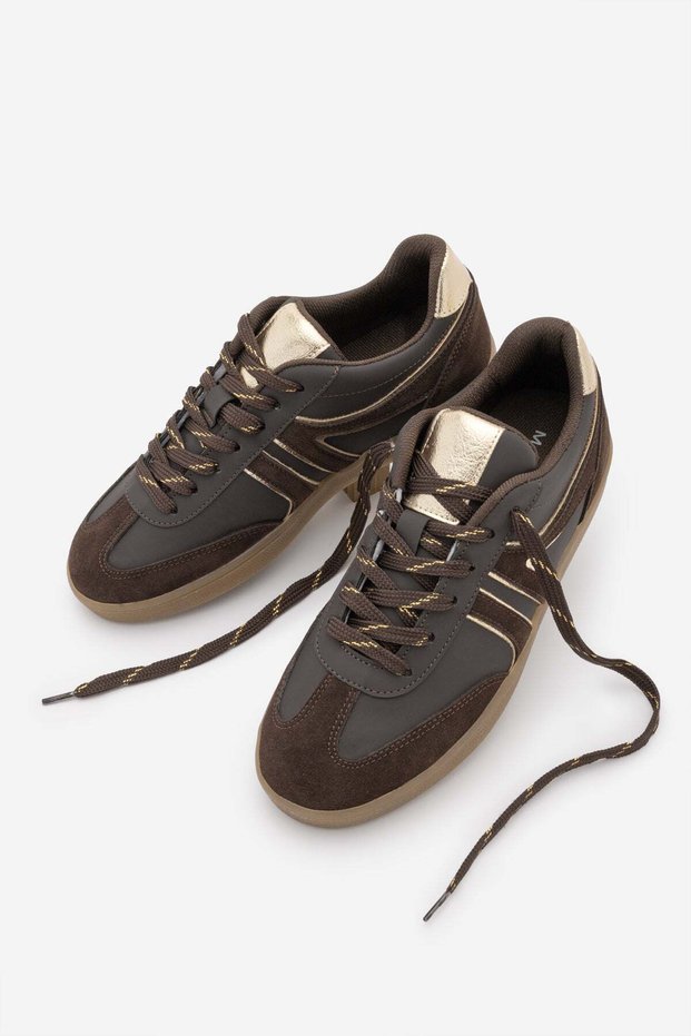 Women's Sneaker Lace-Up Retro Suede Sports Shoes Denor Brown