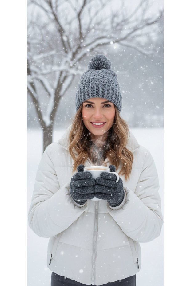 Winter Women's Knitted Beanie – with Pom-Poms, Soft Texture, Cold-Proof, Stylish & Warm