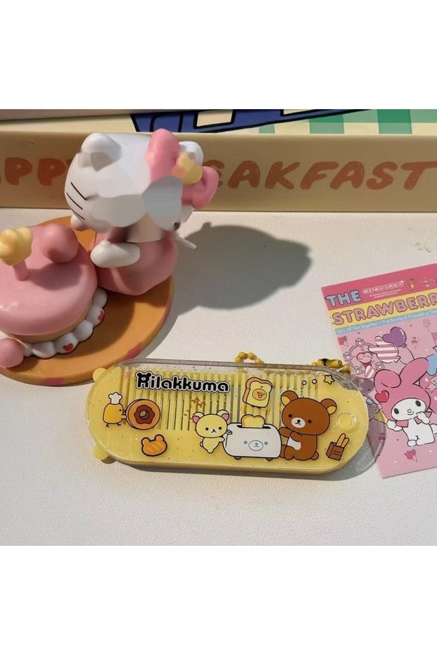 style C Rilakkuma Cute Cartoon 2 In 1 Folding Comb Mirror Portable Compact Women Girls Hair Brush Ma