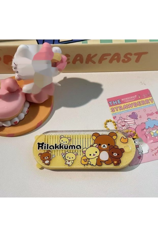 style D Rilakkuma Cute Cartoon 2 In 1 Folding Comb Mirror Portable Compact Women Girls Hair Brush Ma
