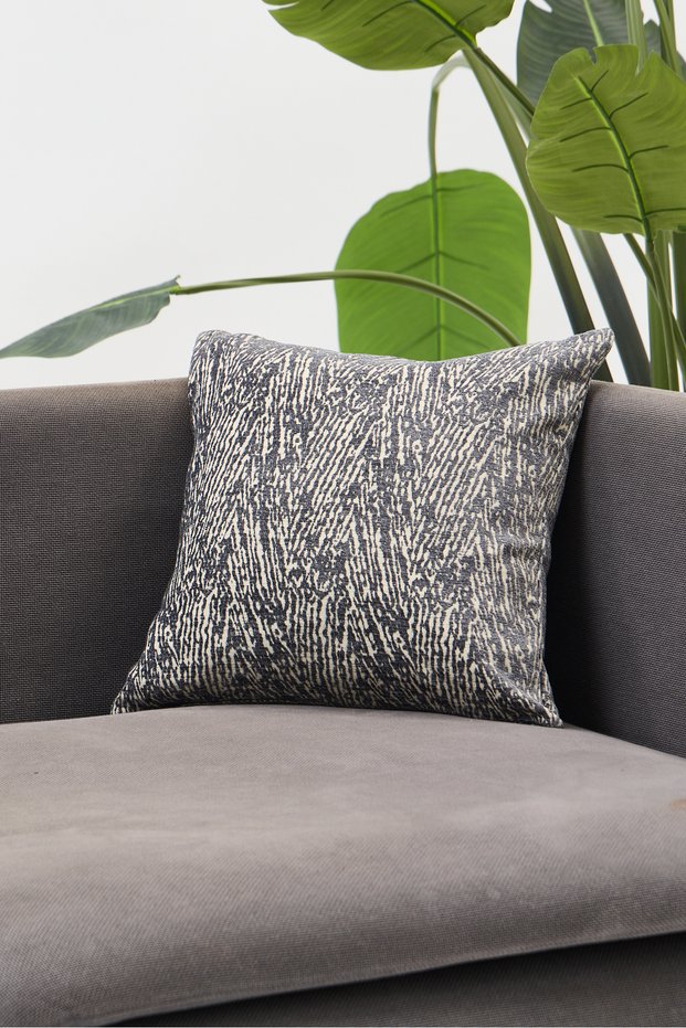 Anthracite Ecru Geometric Patterned Textured Modern Decorative Throw Pillow Cover
