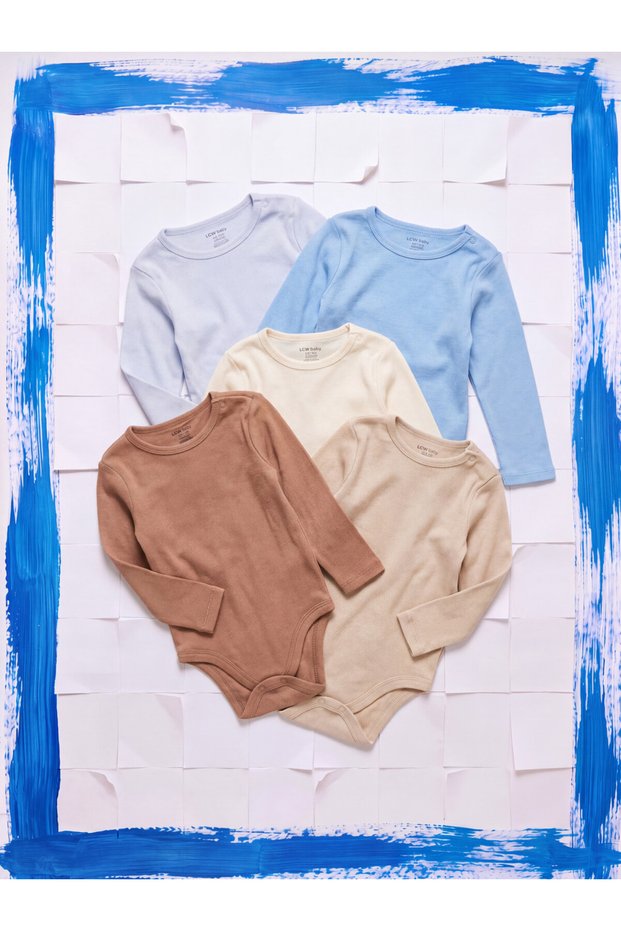 Sparkling Choices from Shining Store 5-Piece Plain Baby Boy Snap Bodysuits