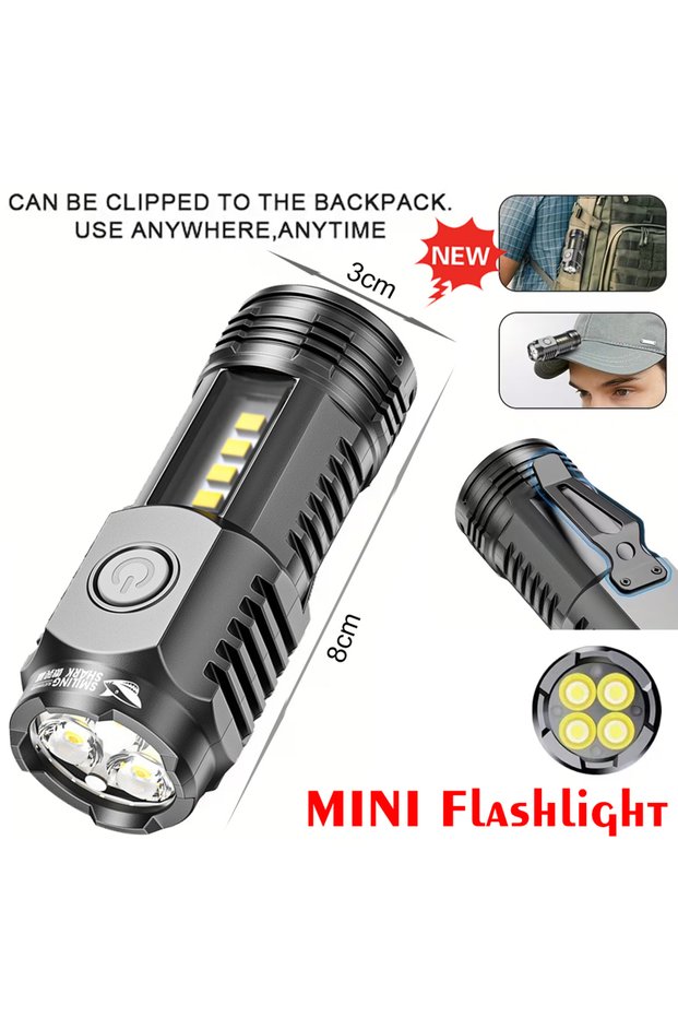 Built in battery black ZOOM mini with cob 2000LM Ultra Bright P50 LED Flashlight Tactical EDC Emerge
