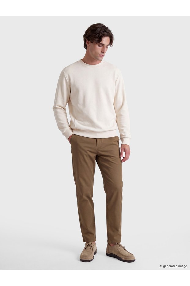 Özmarka New Season Brown Slim Fit Gabardine Men's Trousers