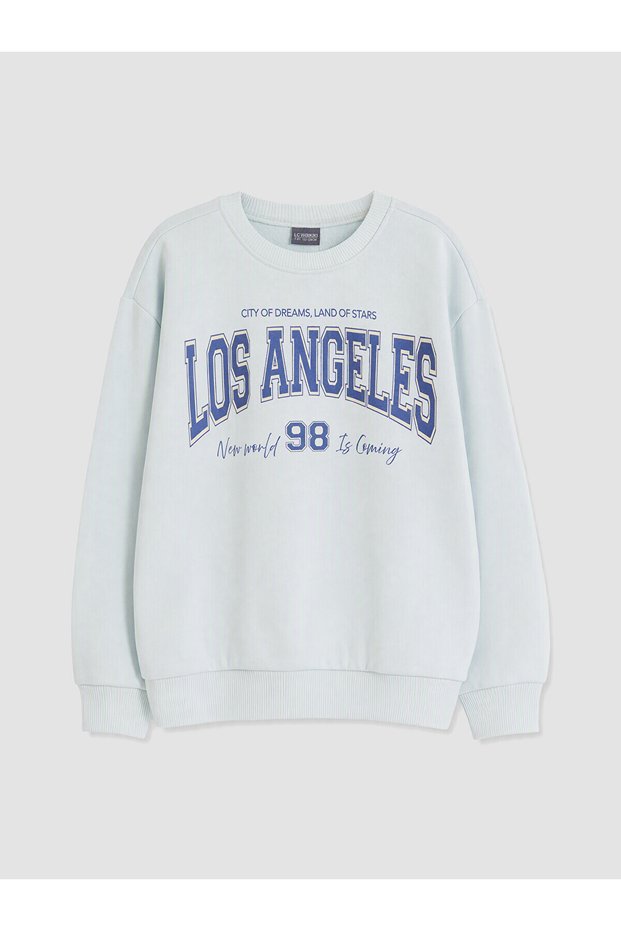 Seray New Season Blue Los Angeles-Printed Girls' Sweatshirt