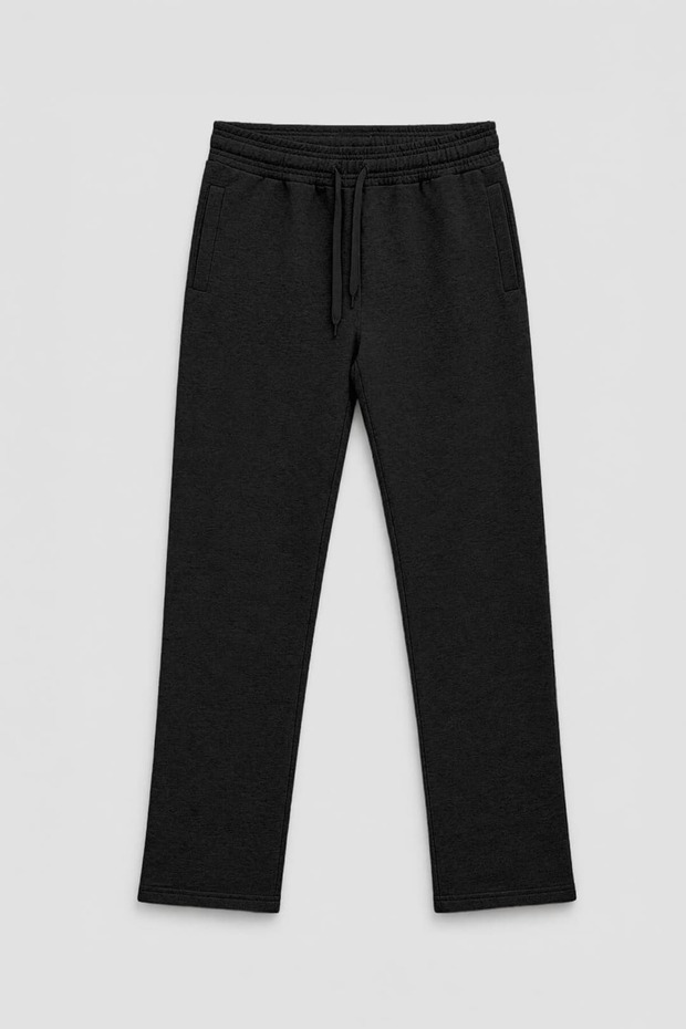 Men's Straight Leg 100% Cotton Black Sweatpants