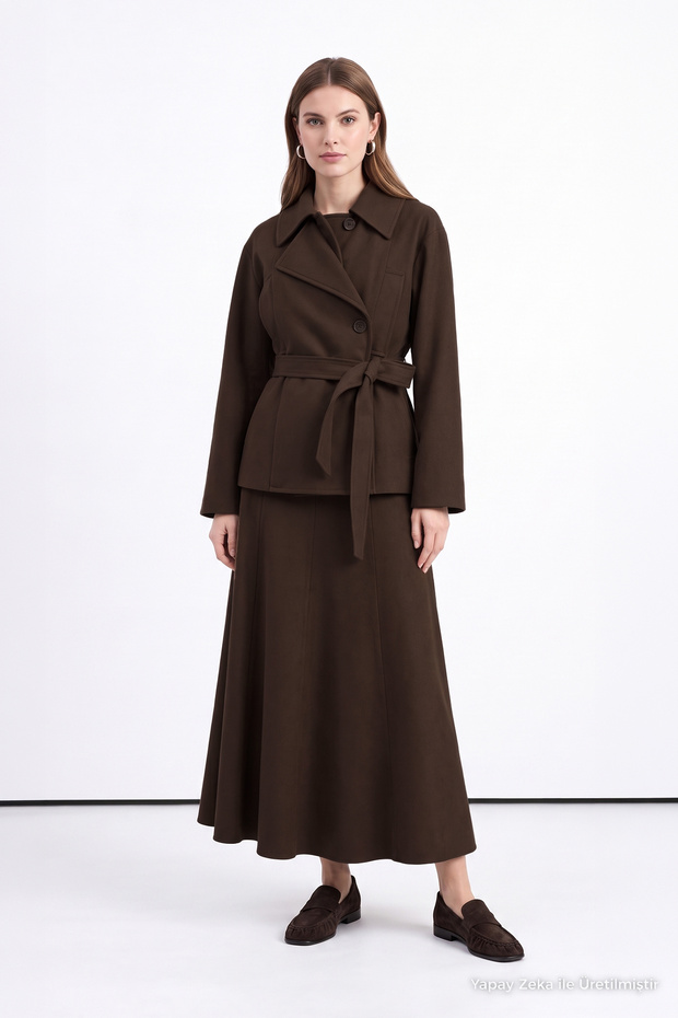 Belted Asymmetrical Closure Coffee Set 2051