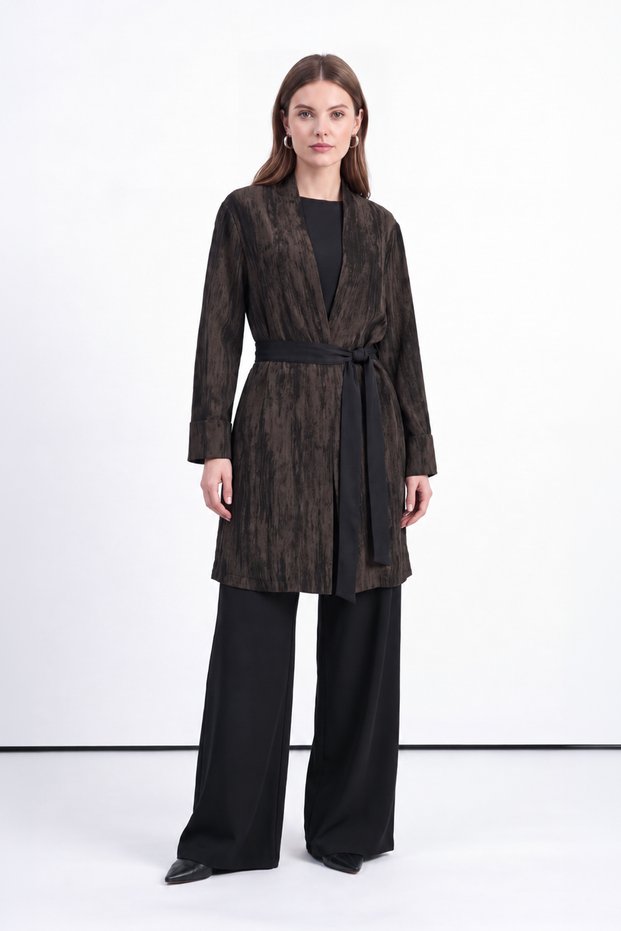 Belted Shawl Collar Brown Suit 1897