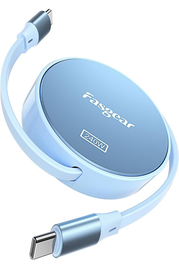 240W USB C to USB C Retractable Cable (3.3ft, Blue)