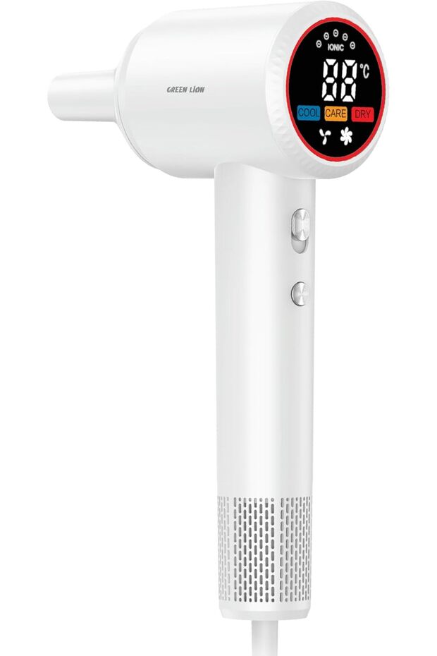 LUXAIR Hair Dryer, 1600W, 3 × Alternating Heat Settings [26°/68°/82°C], Thermostat Control, 2 × Speed Levels, Salon-Grade Motor, Digital Display, Magnetic Nozzle, Detachable Filter (White)