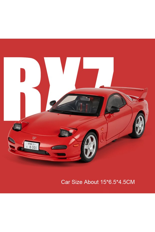 DC32731 Red Scale 1:32 RX7-FD Model Car Toy Sound Light Pull Back Vehicles Models Doors Opened Minia